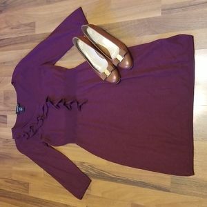Spense Eggplant Purple Knit Wool Blend Sweater Dress